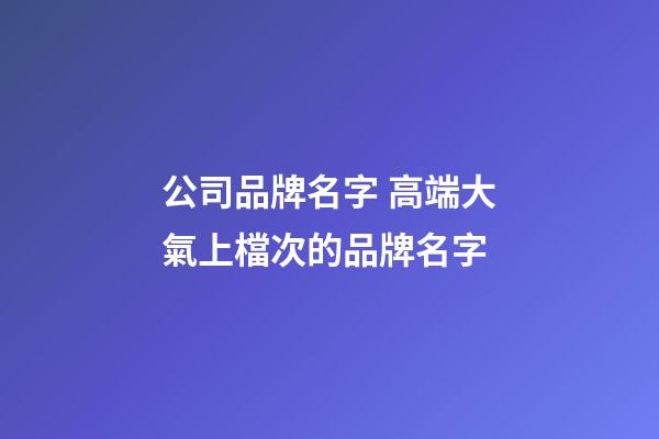 公司品牌名字 高端大氣上檔次的品牌名字